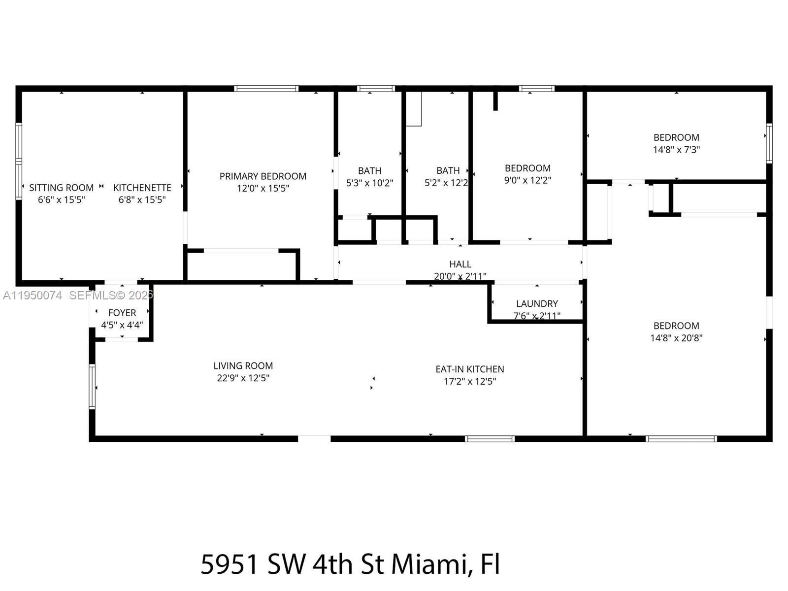 5951 Southwest 4th Street Miami, FL 33144 - Photo 23 of 23 a picture of a floor plan