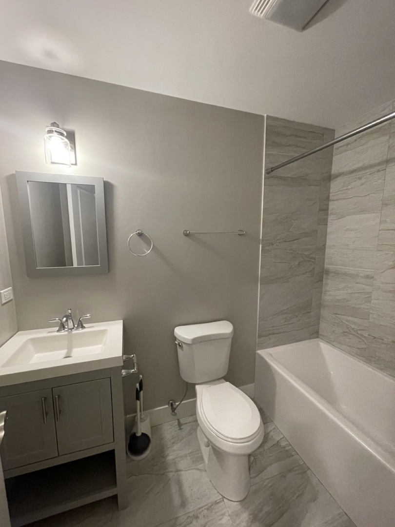 215 South Hamilton Avenue, Unit 1N Chicago, IL 60612 - Photo 22 of 23 a bathroom with a double vanity sink toilet and shower