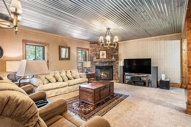 a view of a patio with couches chairs and a big yard