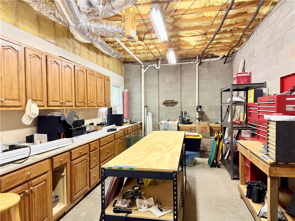 10 Captain Lane Salem, SC 29676 - Photo 24 of 28 This spacious workshop offers ample storage and a versatile workspace for various projects, and has a walk-out to a lower level outside patio with bench swing.