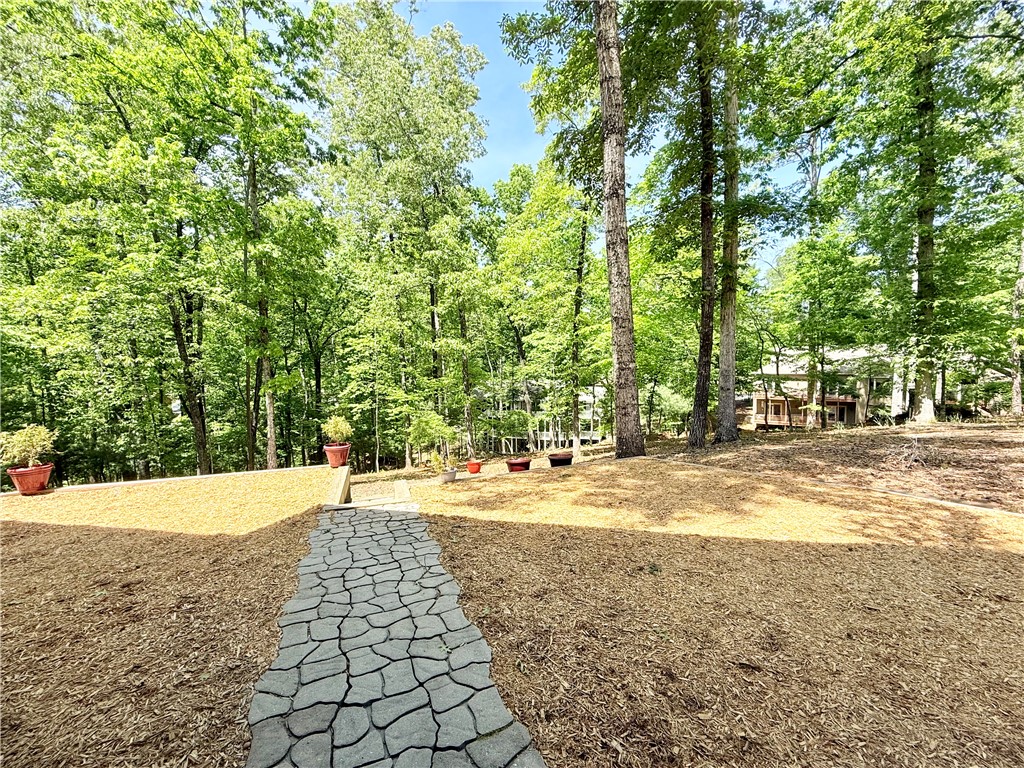 10 Captain Lane Salem, SC 29676 - Photo 26 of 28 A tranquil pathway meanders through a wooded landscape, leading to a secluded residence.