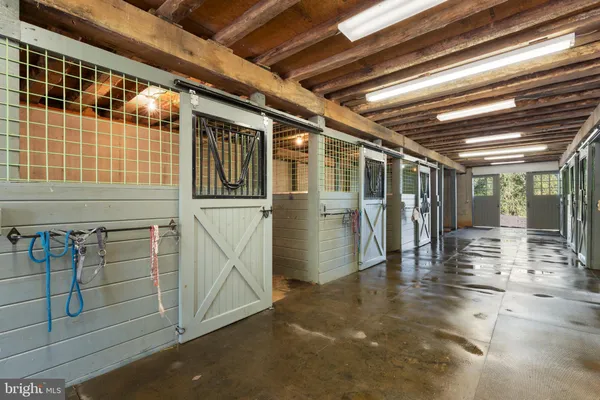 a view of a big room with wooden walls