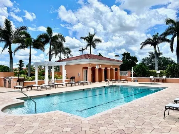 a view of an outdoor space with seating area