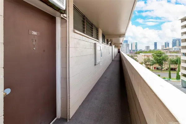 a view of balcony with city view