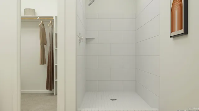 a bathroom with a shower
