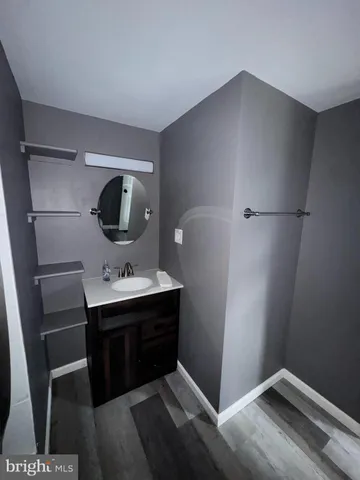 a workspace with cabinets