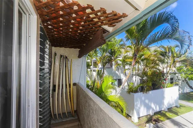a view of a bathtub in a balcony