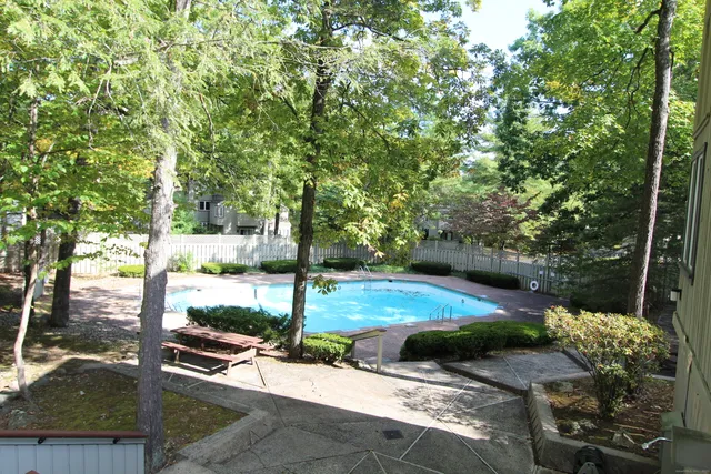 a view of a yard with an tree