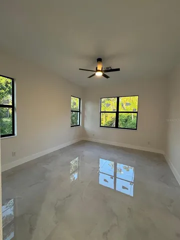 an empty room with windows