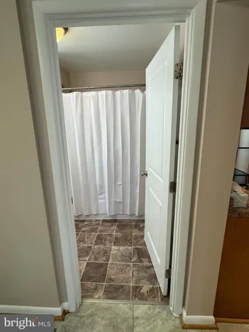 a bathroom with a bathtub