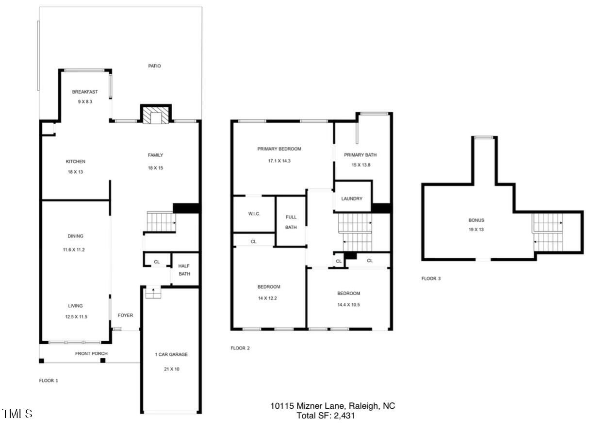 10115 Mizner Lane Raleigh, NC 27617 - Photo 54 of 54 Floor Plan