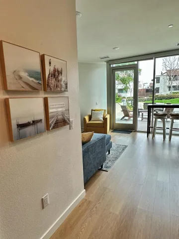 a living room with furniture and a rug