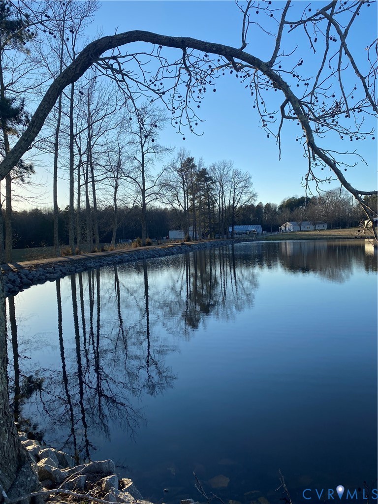 19609-19605 White Oak Road Sutherland, VA 23885 - Photo 6 of 7 Serene pond featuring reflective water, a rock-lin