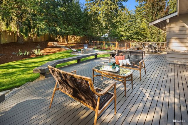 an outdoor space with seating