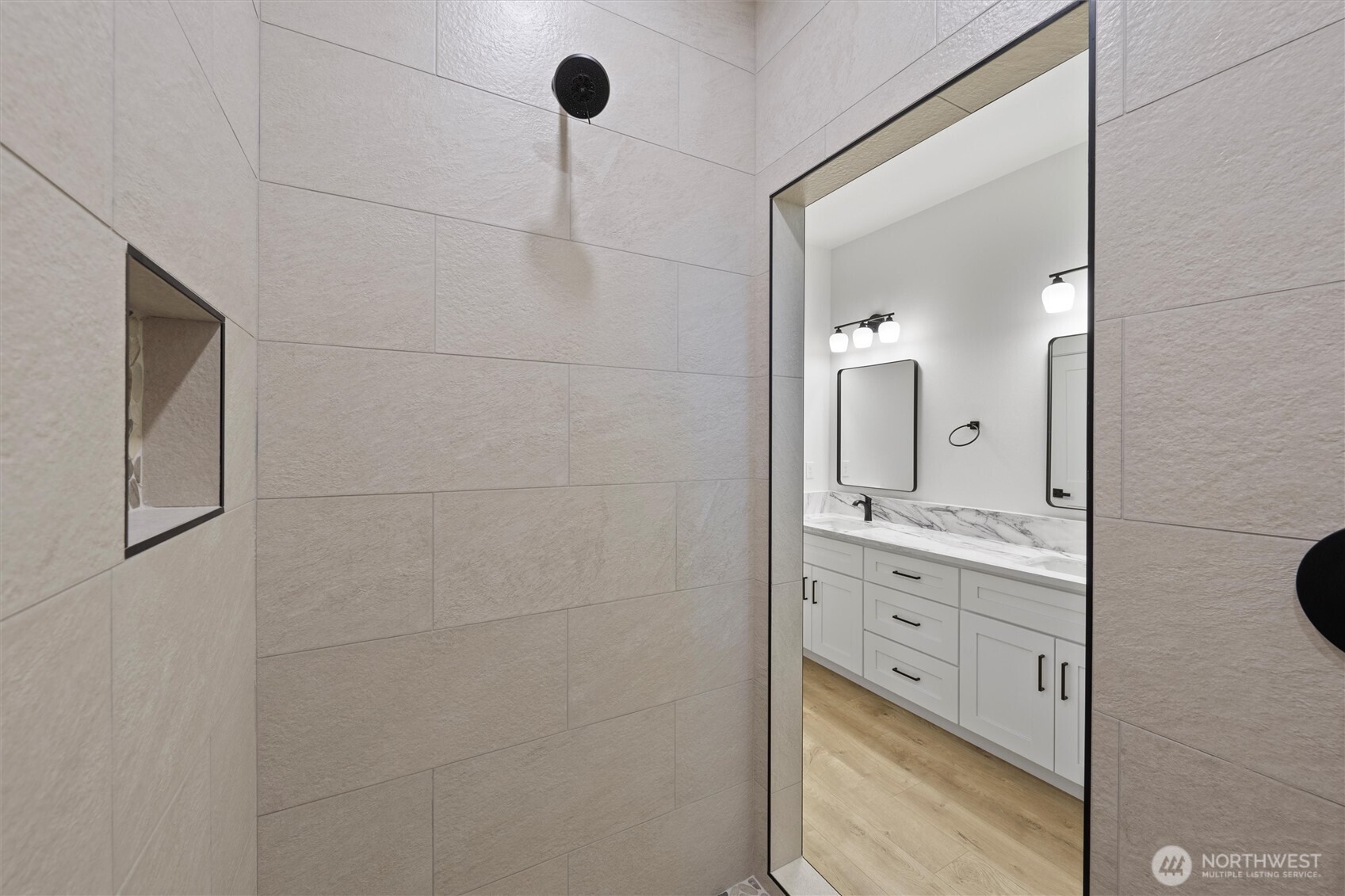 2391 Hunters Street Ephrata, WA 98823 - Photo 36 of 40 a bathroom with a granite countertop sink mirror and shower