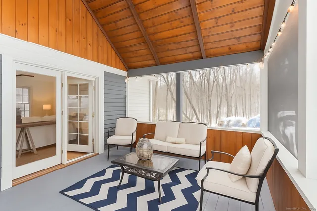 a patio with patio area