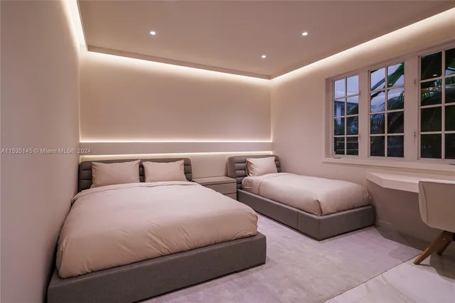 a workspace with furniture and window