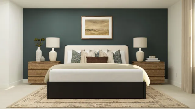 a room with a bed and a window