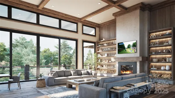 a bedroom with a bed and a mirror