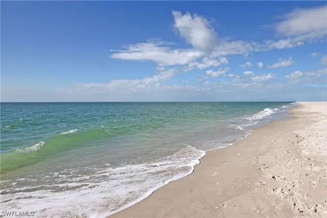 a view of a lake with a beach