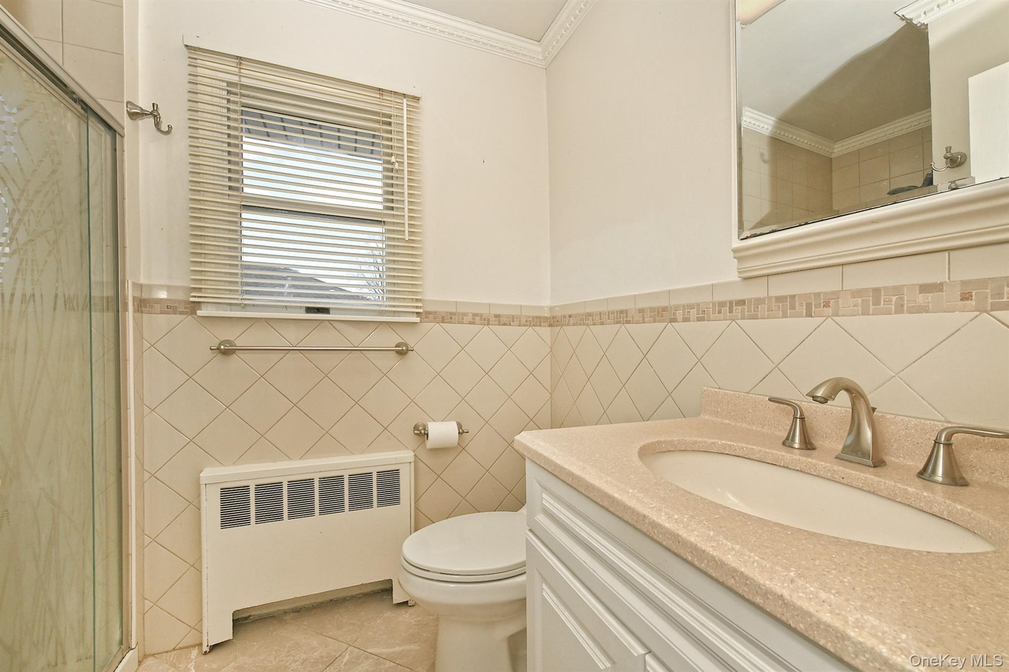 53 Stuart Drive Syosset, NY 11791 - Photo 14 of 24 a bathroom with a sink a toilet and a window