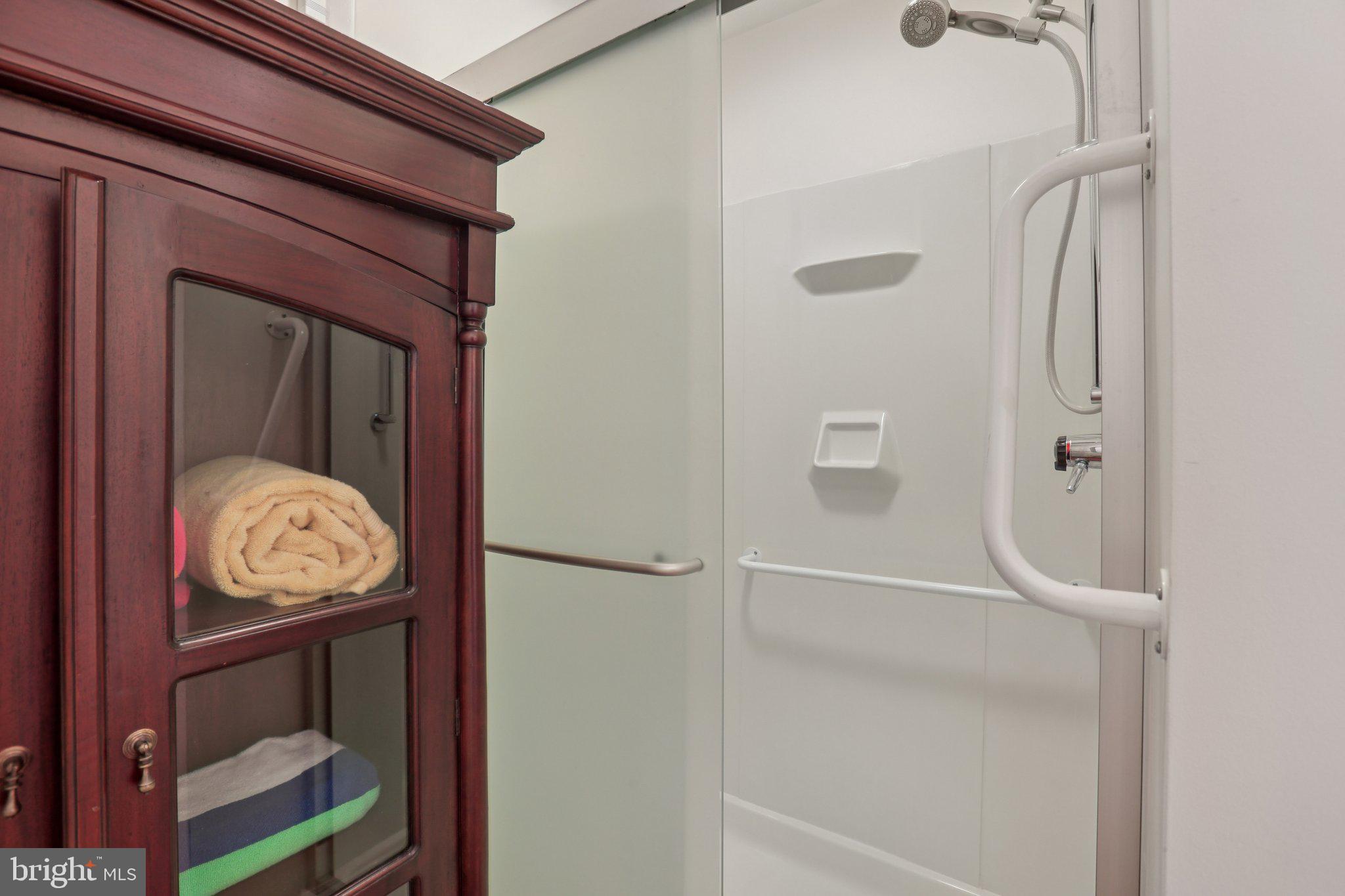 10968 Swansfield Road Columbia, MD 21044 - Photo 44 of 57 a bathroom with a light fixture and a shower