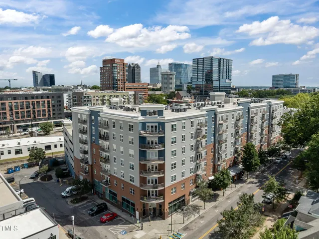 a view of a city that has tall buildings