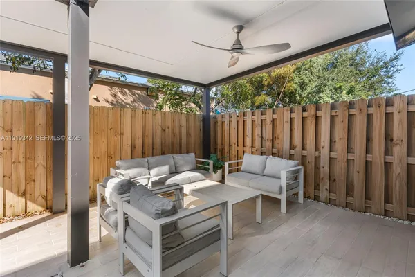 a outdoor space with furniture