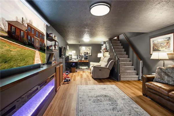 a living room with furniture