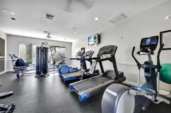 a view of a room with gym equipment
