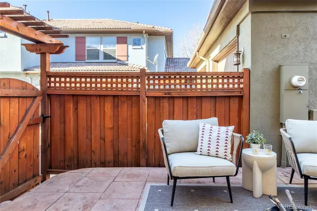 a building outdoor space with a couch