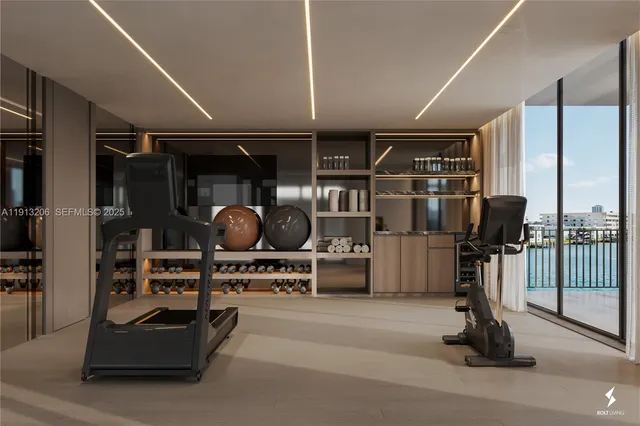 a room with gym equipment