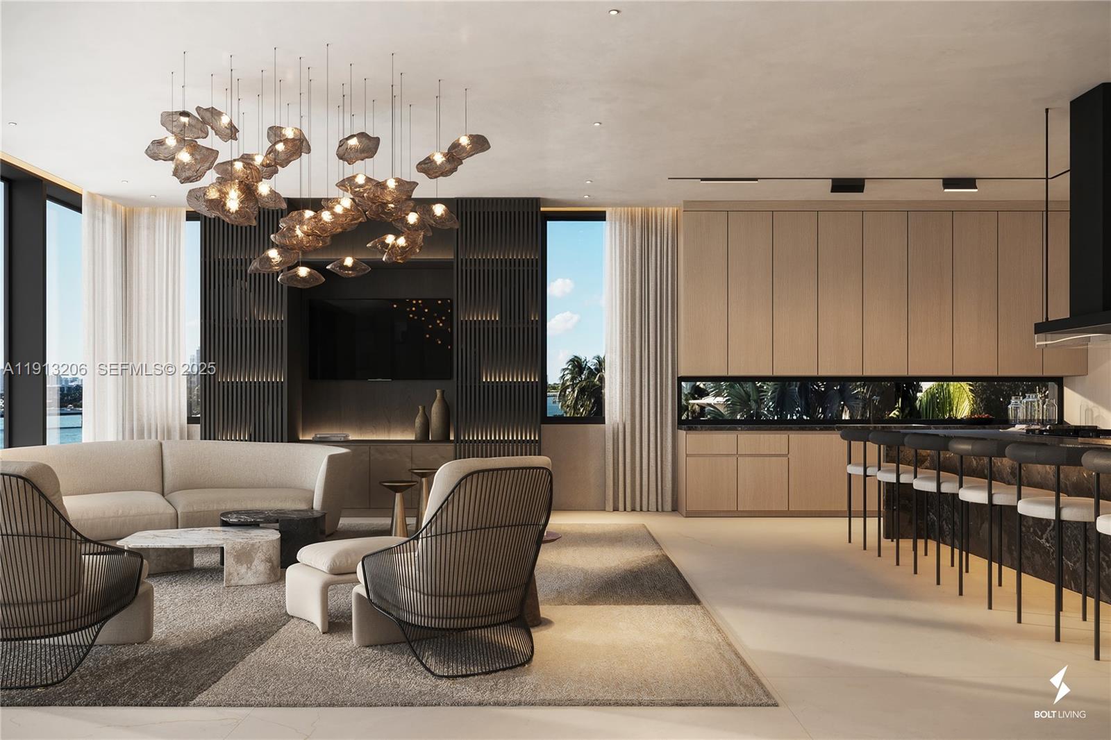 600 88th Street Surfside, FL 33154 - Photo 7 of 27 a living room with furniture flowerpot and a chandelier