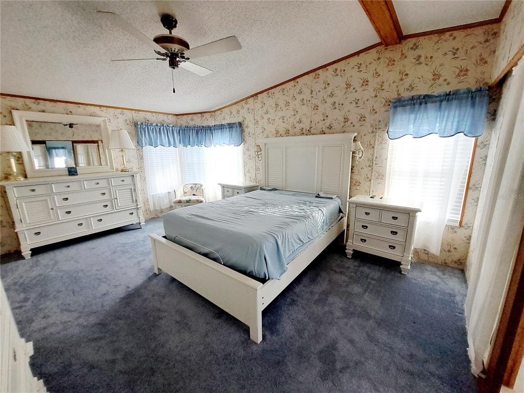 116 Maple Leaf Drive Palm Harbor, FL 34684 - Photo 14 of 38 a bedroom with a bed a window and a chandelier
