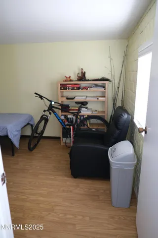 a view of workspace with wooden floor