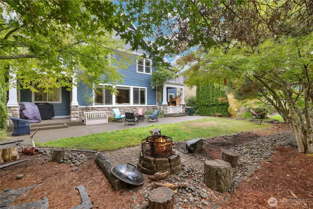 an aerial view of a house with swimming pool