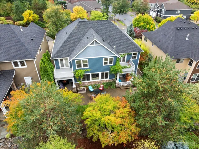 an aerial view of a house
