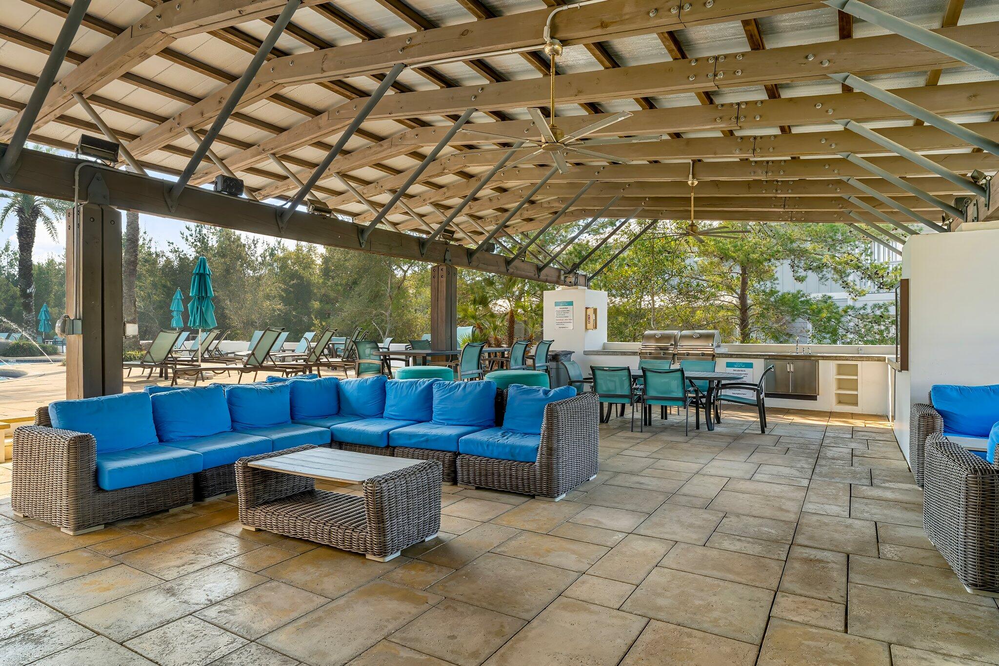 116 Gulfview Way Santa Rosa Beach, FL 32459 - Photo 50 of 59 a outdoor living space with furniture and a black umbrella