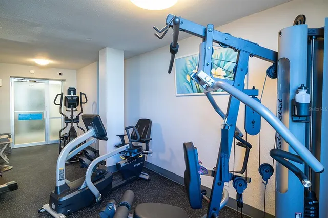 a view of a room with gym equipment