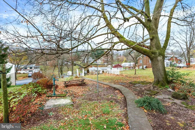 a view of swimming pool with a tree