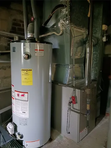 a close view of water heater room