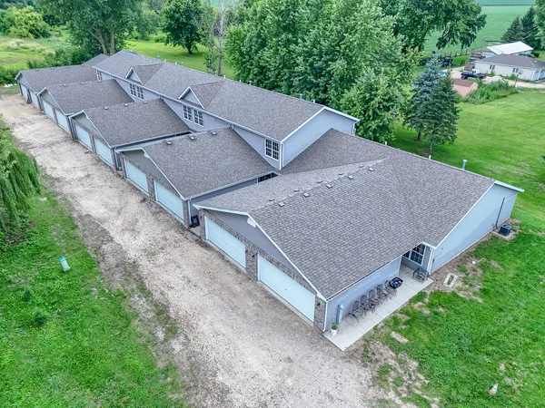 an aerial view of a house