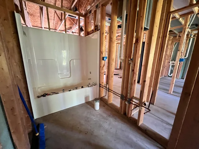 a view of a room with windows