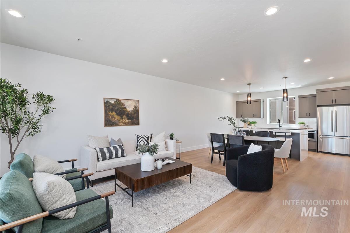 1703 South Federal Way Boise, ID 83705 - Photo 11 of 38 Living area featuring light wood-style floors and recessed lighting