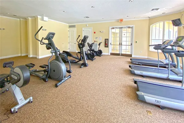 a view of a room with gym equipment