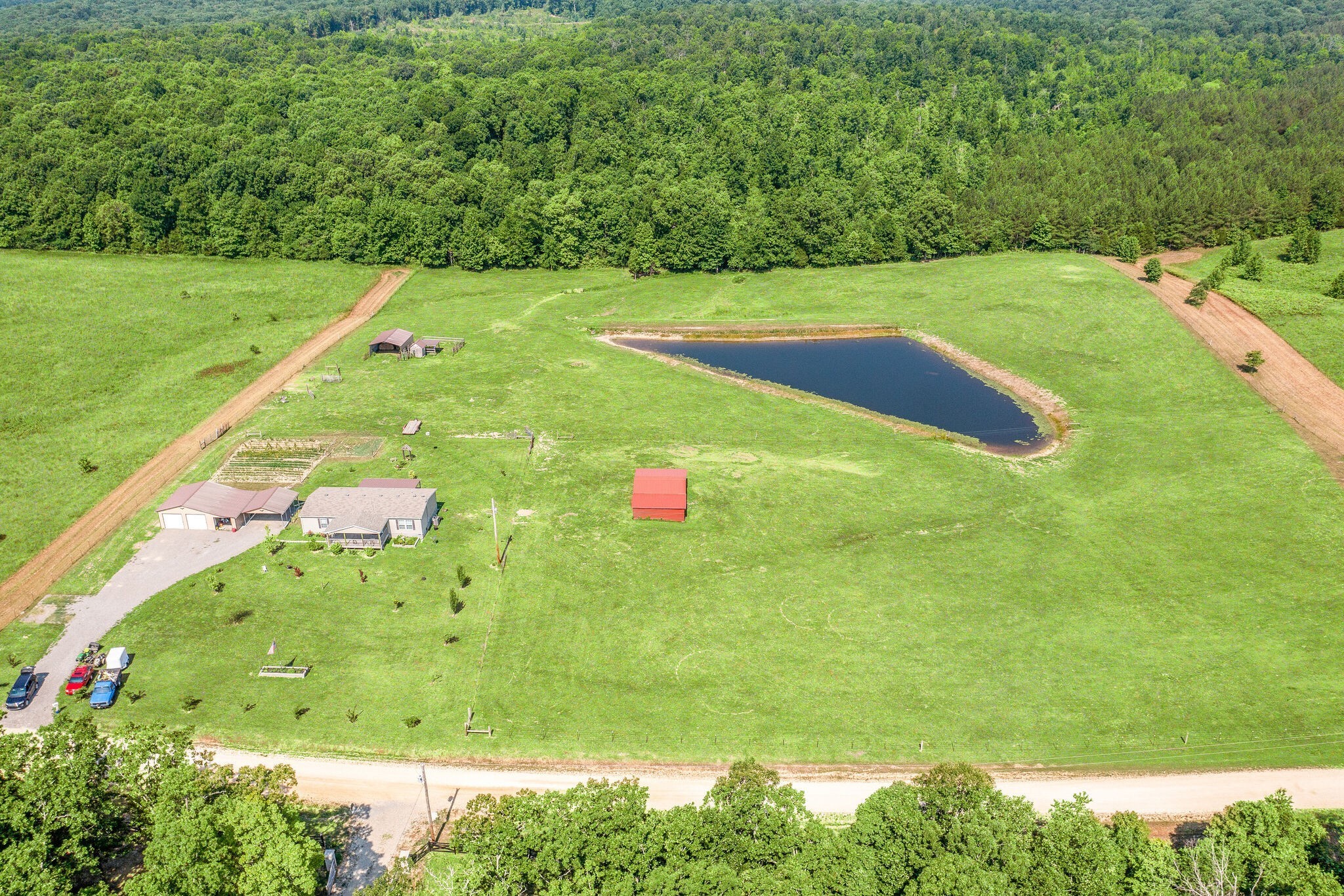 a view of a golf course with a field