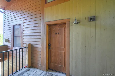 a view of wooden door