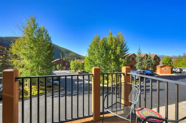 a view of a balcony with an outdoor space