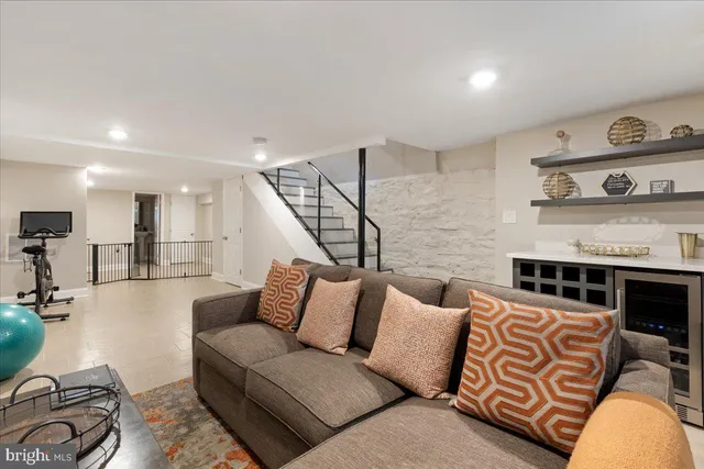 a living room with furniture