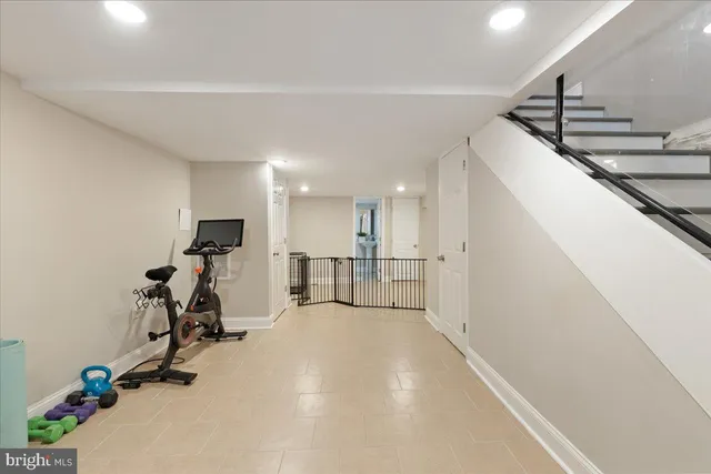 a view of a room with gym equipment